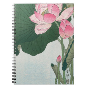 Cuaderno Elegante impresión floral rosa de Lotus japonés