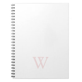 Cuaderno Elegante inicial de monograma rosa Blush blanco