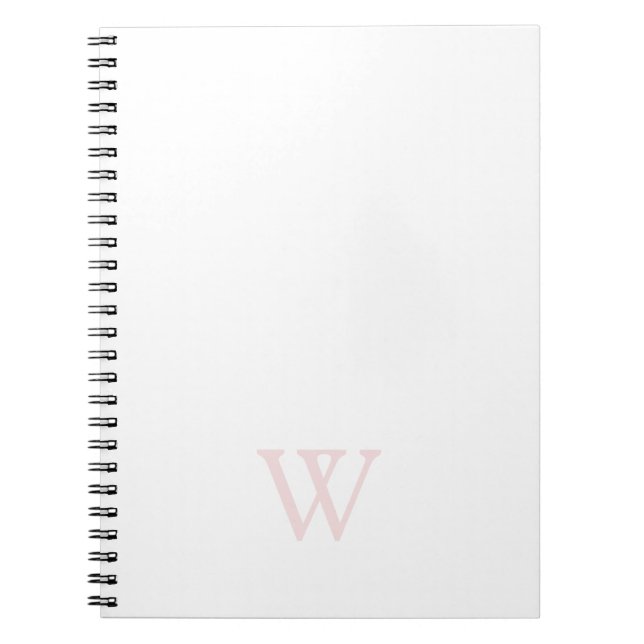 Cuaderno Elegante inicial de monograma rosa Blush blanco (Frente)