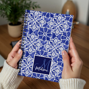 Cuaderno Elegante inicial monogramática gris azulada femeni
