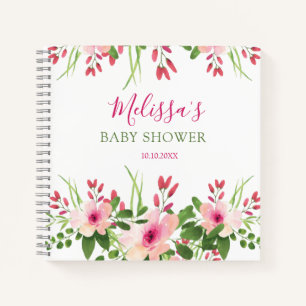 Cuaderno Elegante Invitado Baby Shower de color de agua ros