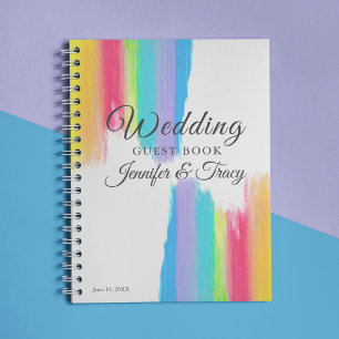 Cuaderno Elegante invitado Boda LGBTQ personalizado arcoiri