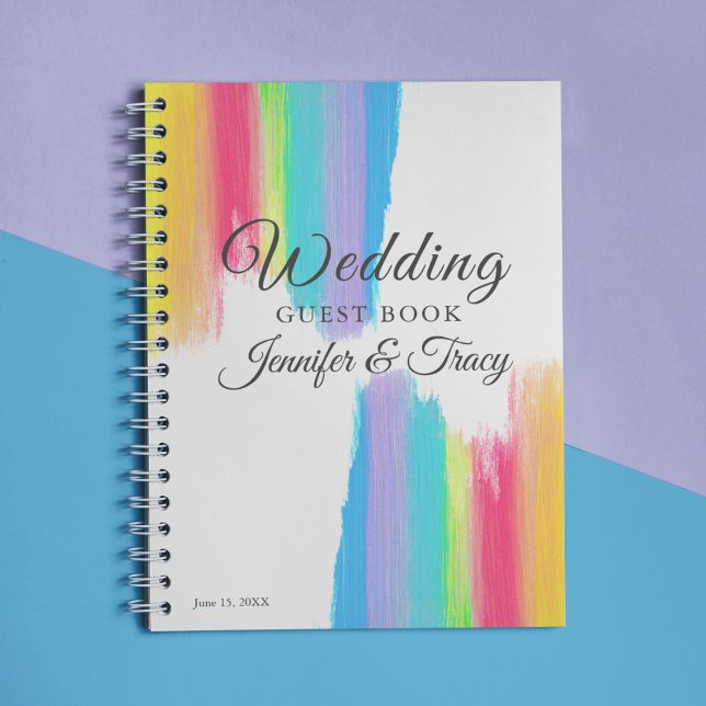 Cuaderno Elegante invitado Boda LGBTQ personalizado arcoiri (Subido por el creador)