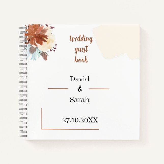 Cuaderno Elegante invitado Boda personalizado marrón (Anverso)
