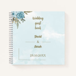 Cuaderno Elegante invitado de boda personalizado de flor az