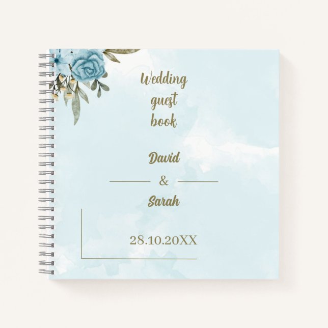 Cuaderno Elegante invitado de boda personalizado de flor az (Anverso)