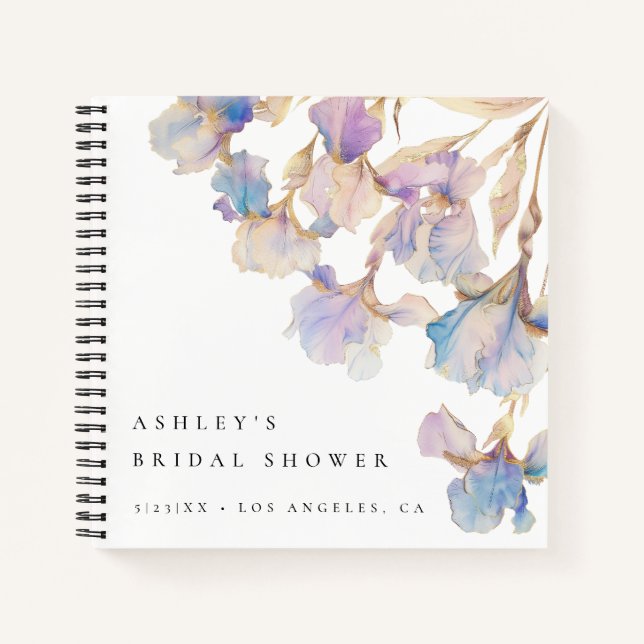 Cuaderno Elegante Iris Floral Bridal Shower Guest Book (Anverso)
