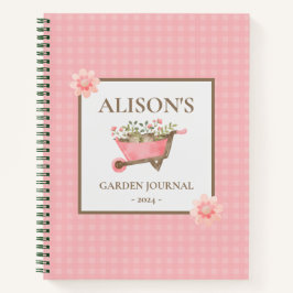 Cuaderno Elegante Jardín Acuático Rosa Gingham
