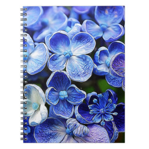 Cuaderno elegante jardín campestre inglés azul violeta lilo