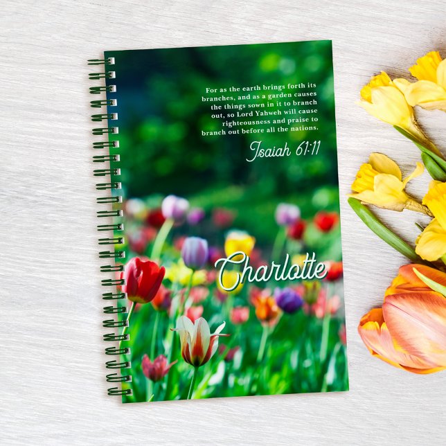 Cuaderno Elegante jardín de flores de tulipán personalizado (Subido por el creador)