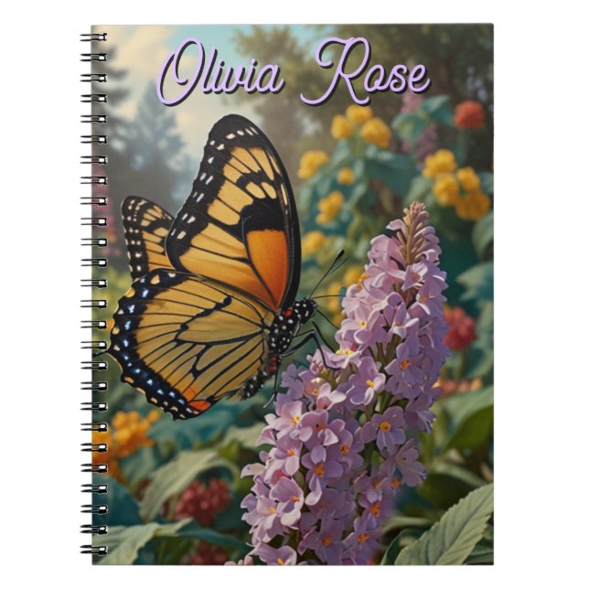 Cuaderno Elegante jardín de flores silvestres pastel con ma (Frente)