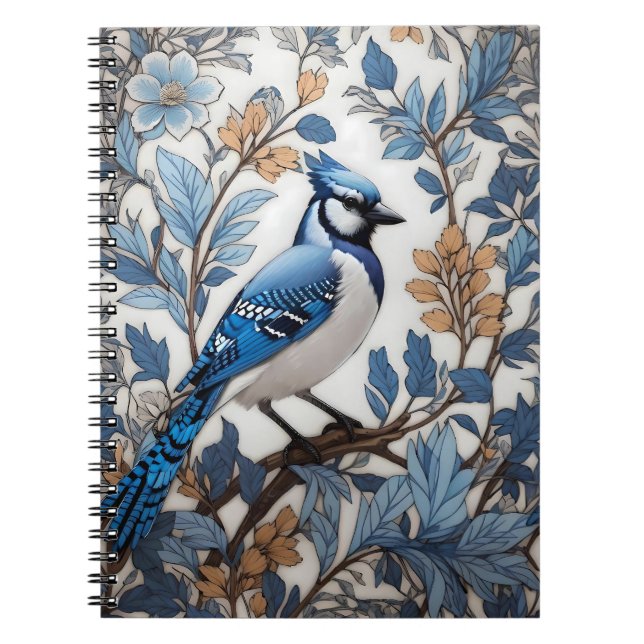 Cuaderno Elegante Jay Azul William Morris Inspirado (Frente)