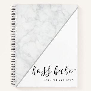 Cuaderno Elegante Jefe de Mármol de Moda Babe Personalizad