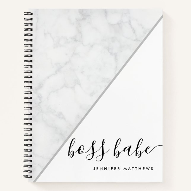 Cuaderno Elegante Jefe de Mármol de Moda Babe Personalizado (Anverso)