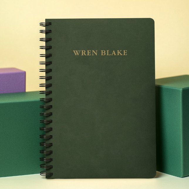 Cuaderno Elegante Leather Green Green y Gold Script Name (Subido por el creador)