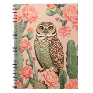 Cuaderno Elegante Lechuza Y Cactús