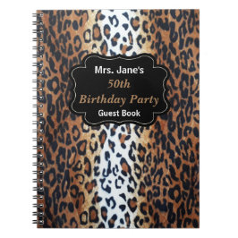 Cuaderno Elegante Leopard Print 50th Birthday Guest