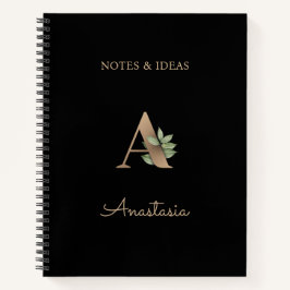 Cuaderno Elegante letra botánica de monograma A