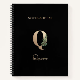 Cuaderno Elegante letra botánica de monograma Q