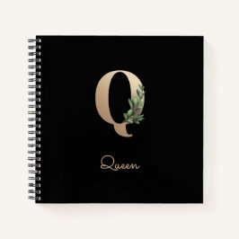 Cuaderno Elegante letra botánica de monograma Q