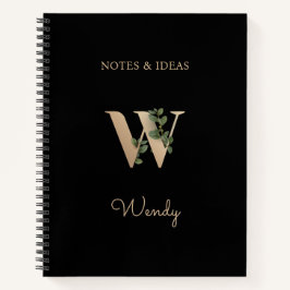 Cuaderno Elegante letra botánica de monograma W
