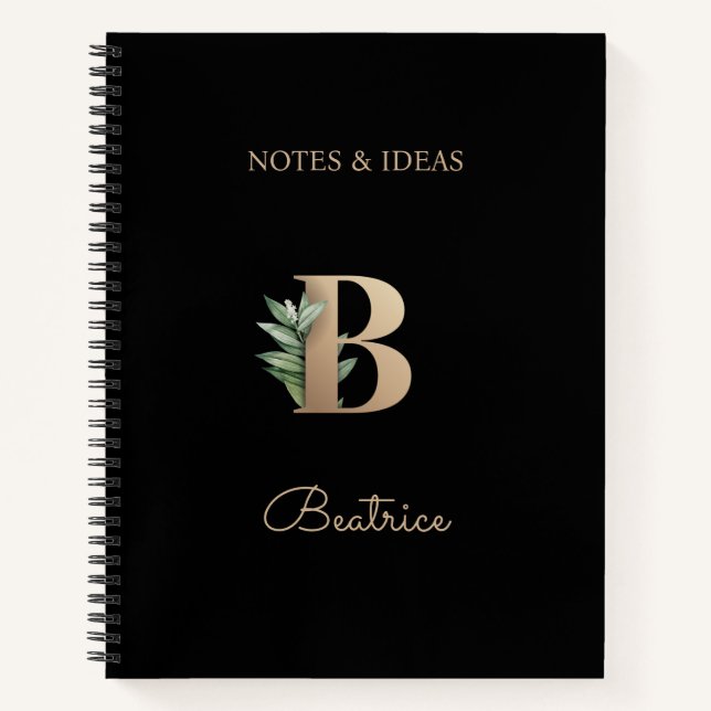 Cuaderno Elegante Letra botánica monograma B (Anverso)