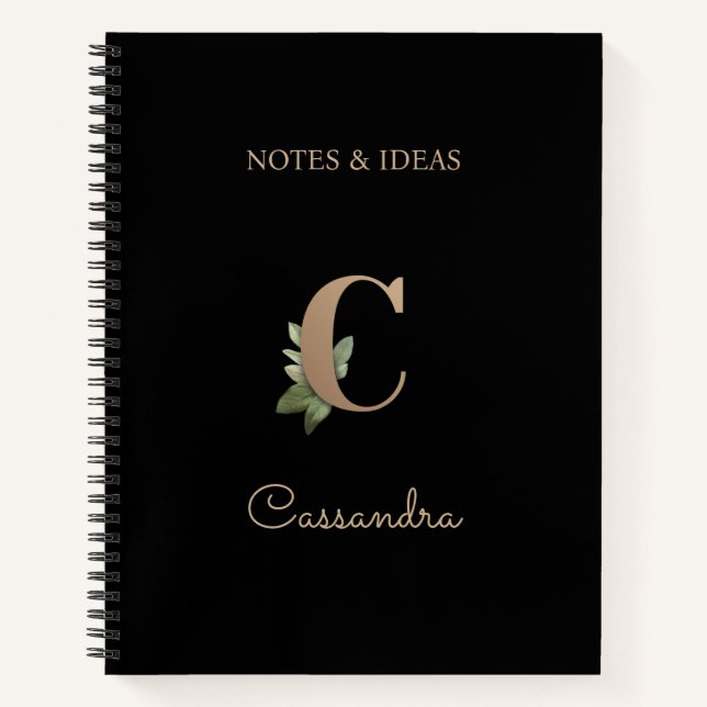 Cuaderno Elegante Letra botánica monograma C (Anverso)
