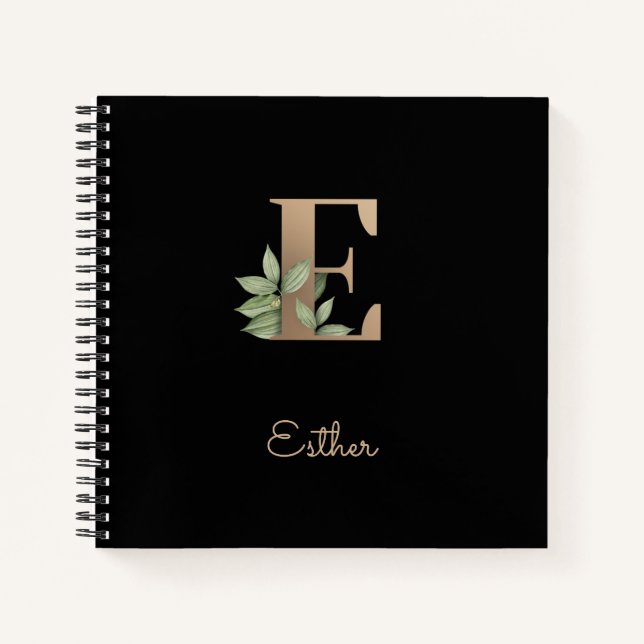 Cuaderno Elegante Letra botánica monograma E (Anverso)