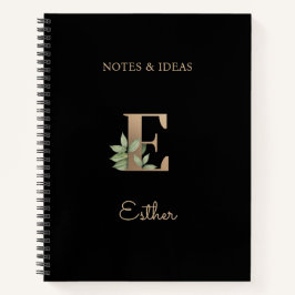 Cuaderno Elegante Letra botánica monograma E