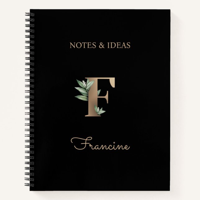 Cuaderno Elegante Letra botánica monograma F (Anverso)