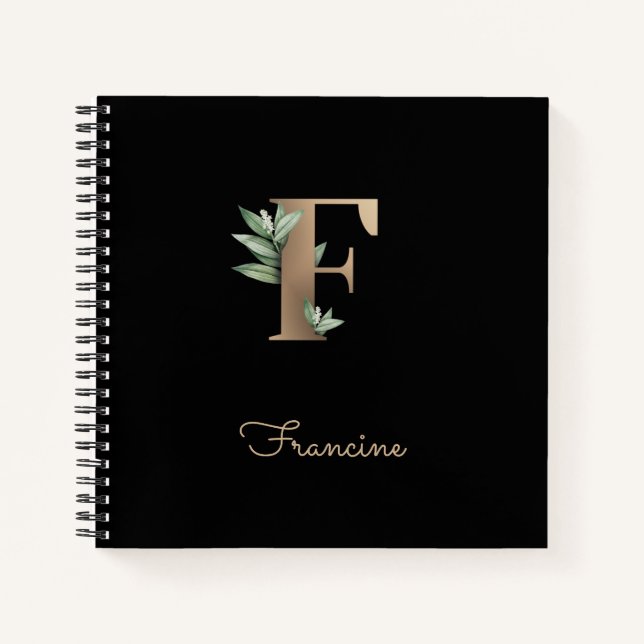 Cuaderno Elegante Letra botánica monograma F (Anverso)