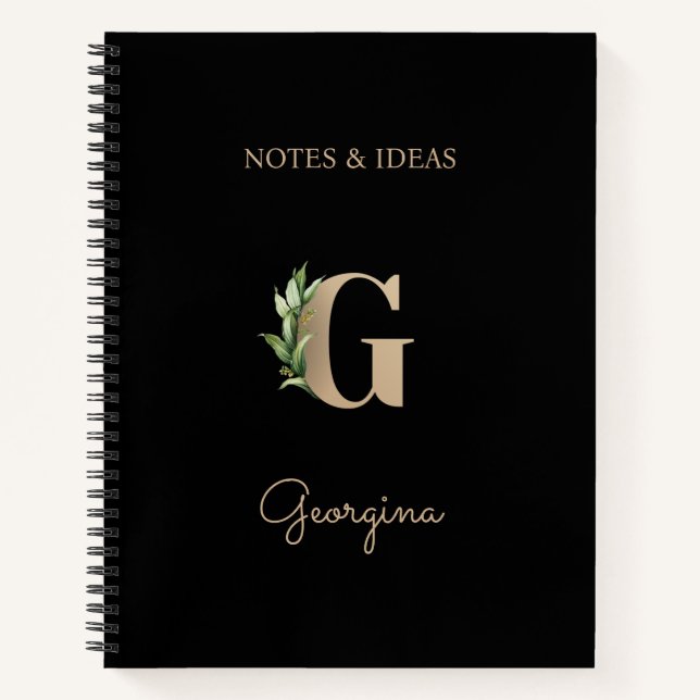 Cuaderno Elegante Letra botánica monograma G (Anverso)