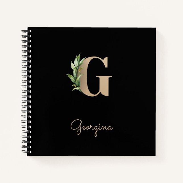 Cuaderno Elegante Letra botánica monograma G (Anverso)