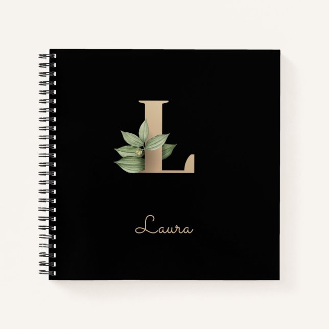 Cuaderno Elegante Letra botánica monograma L (Anverso)