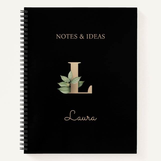 Cuaderno Elegante Letra botánica monograma L (Anverso)