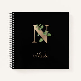 Cuaderno Elegante Letra botánica monograma N