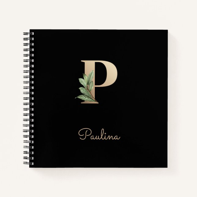 Cuaderno Elegante Letra botánica monograma P (Anverso)