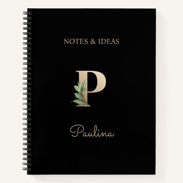 Cuaderno Elegante Letra botánica monograma P (Anverso)