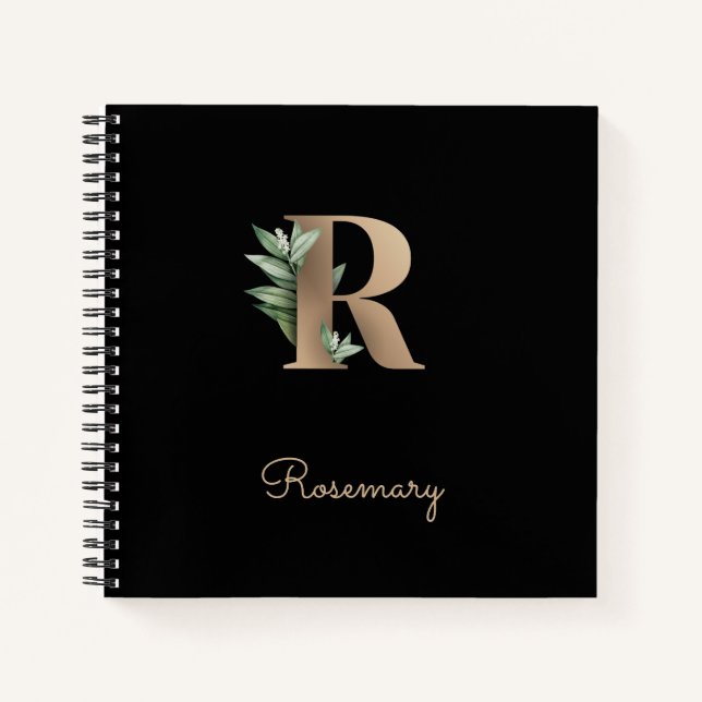Cuaderno Elegante letra botánica monograma R (Anverso)