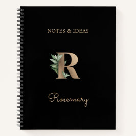 Cuaderno Elegante letra botánica monograma R