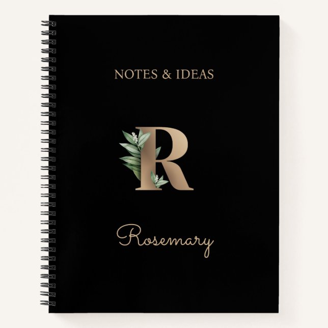 Cuaderno Elegante letra botánica monograma R (Anverso)