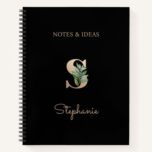 Cuaderno Elegante Letra botánica monograma S (Anverso)