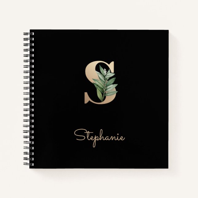 Cuaderno Elegante Letra botánica monograma S (Anverso)