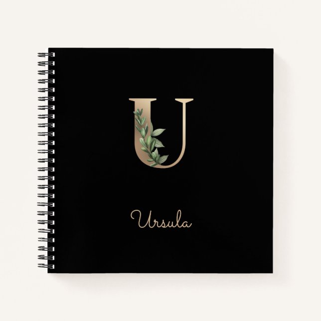 Cuaderno Elegante Letra botánica monograma U (Anverso)