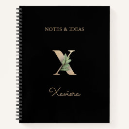 Cuaderno Elegante Letra botánica monograma X