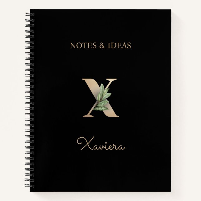 Cuaderno Elegante Letra botánica monograma X (Anverso)