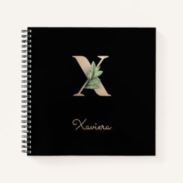 Cuaderno Elegante Letra botánica monograma X