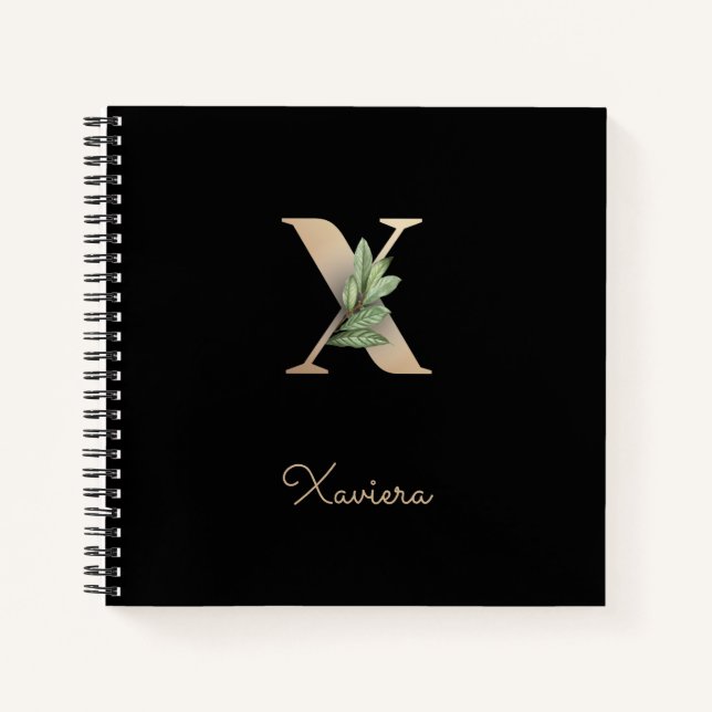 Cuaderno Elegante Letra botánica monograma X (Anverso)