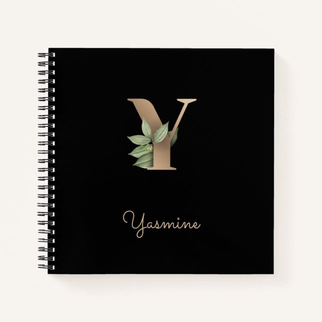Cuaderno Elegante Letra botánica monograma Y (Anverso)