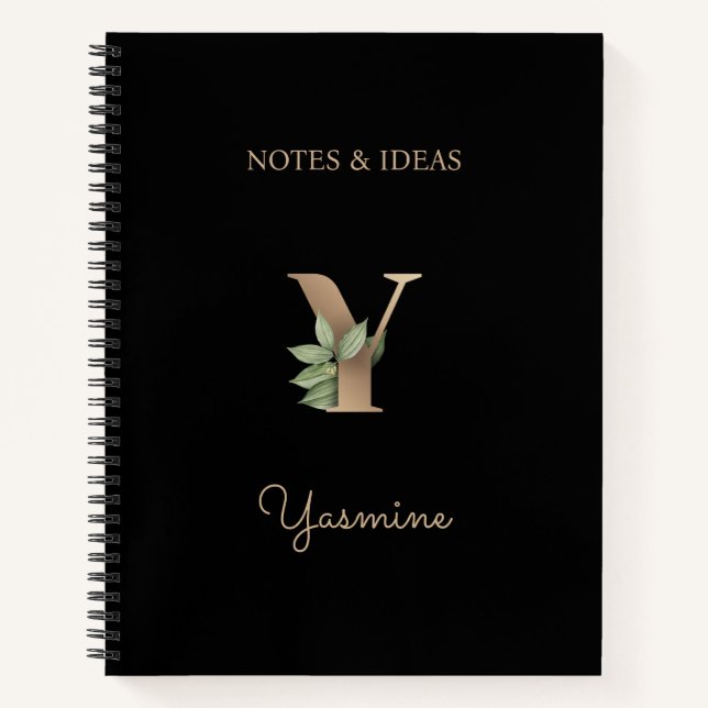 Cuaderno Elegante Letra botánica monograma Y (Anverso)